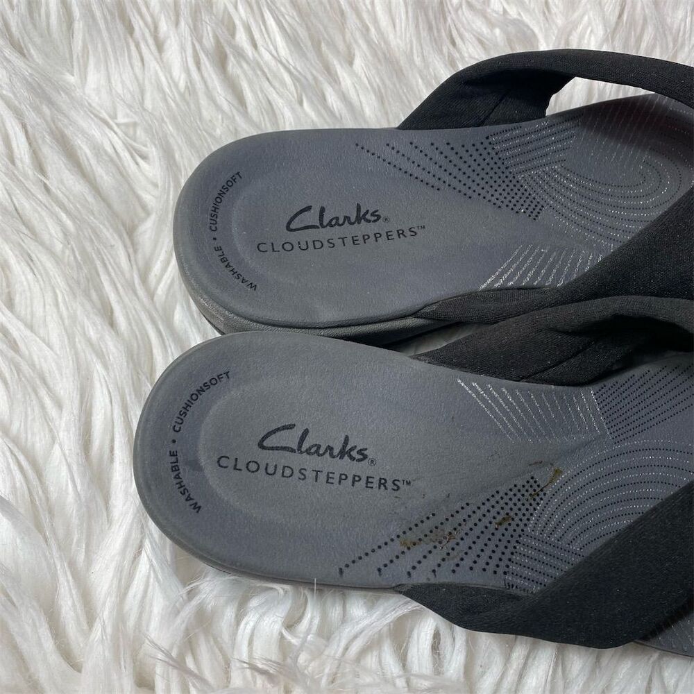 Clarks Women's Arla Glison Cloudsteppers Flip Flops Black Size 8 - Picture 5 of 8